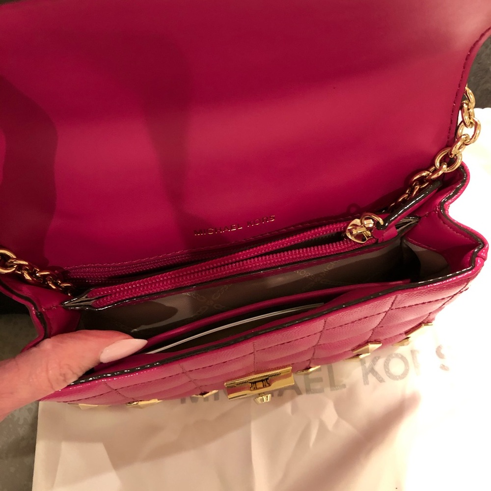 Pink Studded Leather Shoulder Bag - Picture 3 of 3